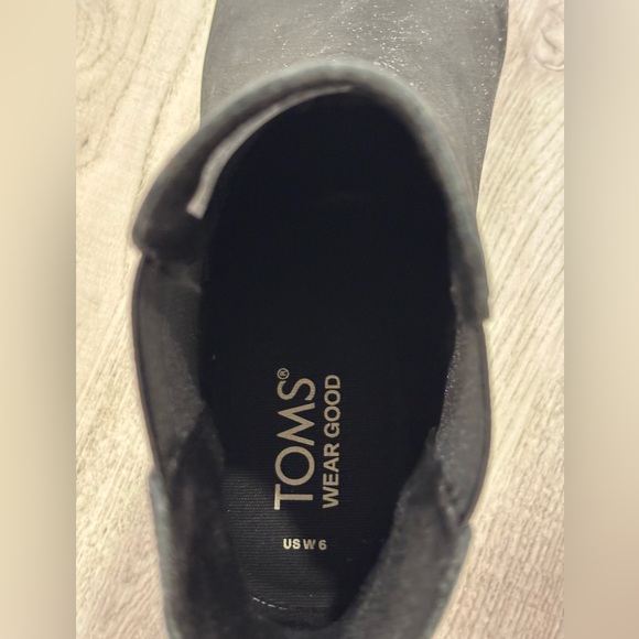 Toms Black Leather Evelyn Chelsea Ankle Boots Size 6 - Picture 4 of 6